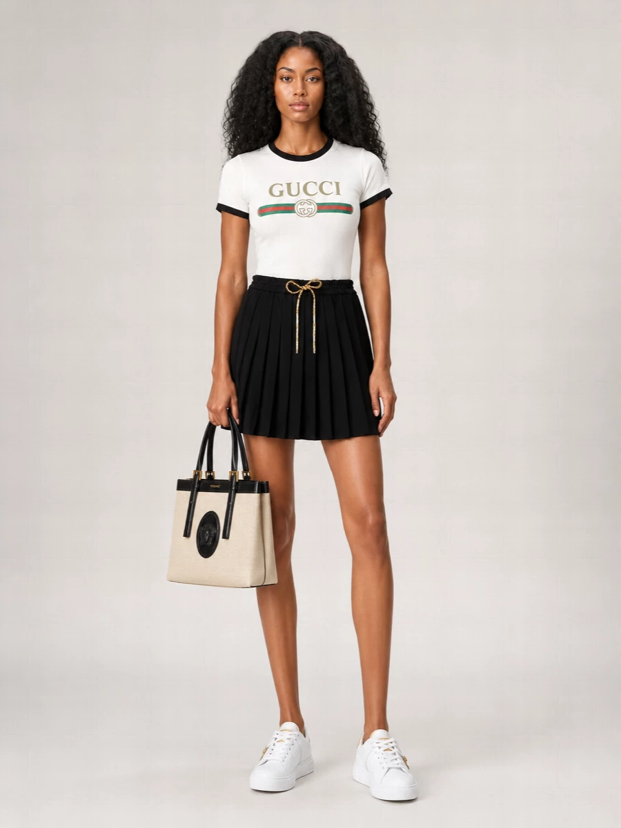 Versace Mini Linen Canvas Shoulder Bag