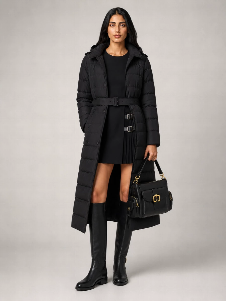 Burberry Quilted Double-Breasted Belted Puffer Jacket