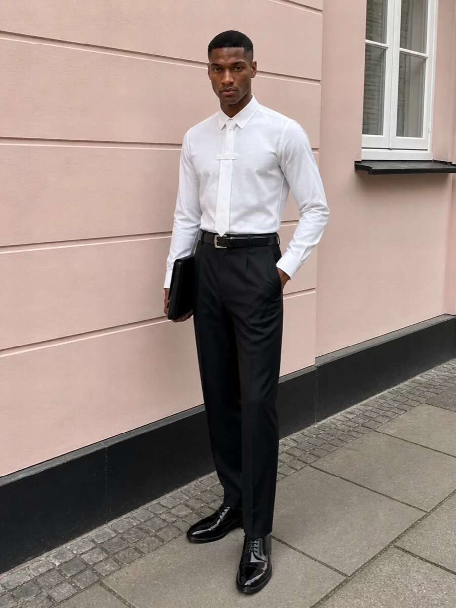 Dries van noten white shirt black trousers