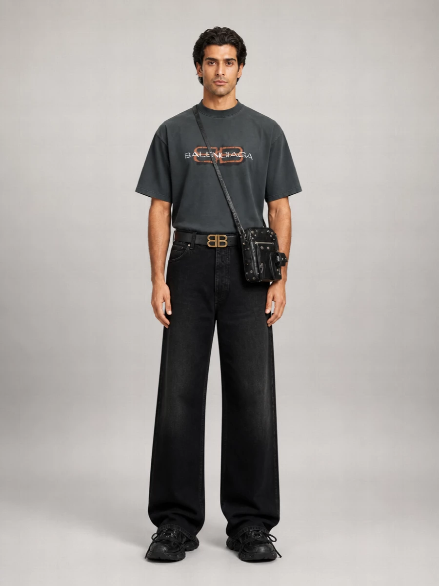 Balenciaga Cotton Medium Fit Logo Print T-Shirt