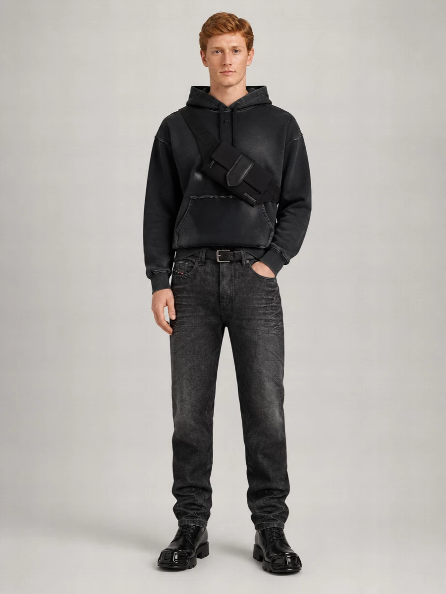 Diesel denim high-rise straight-leg wide-leg jeans