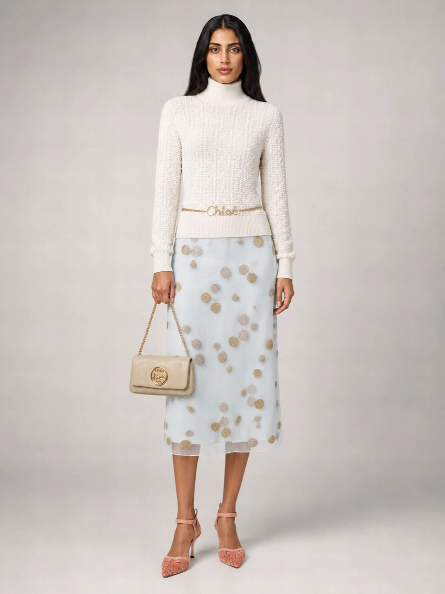 Fendi Embellished Tulle Midi Skirt