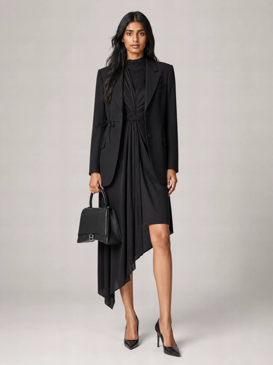 Balenciaga Wool Wrap Single-Breasted Blazer