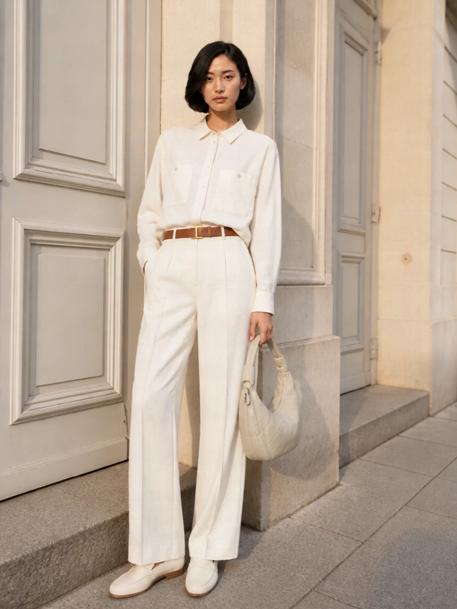 Iro ivory shirt isabel marant wide leg trousers