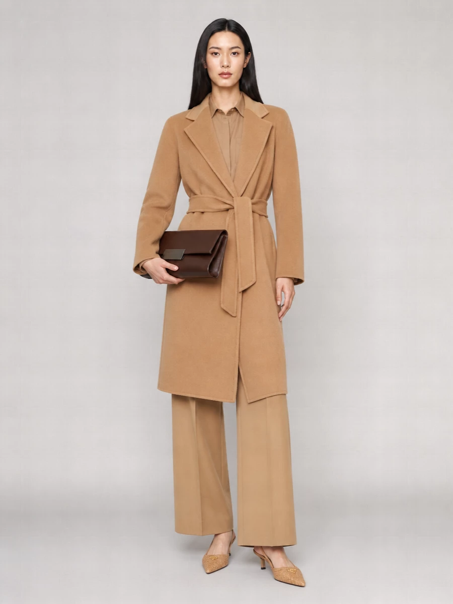 Max Mara Cashmere Belted Single Breasted Coat