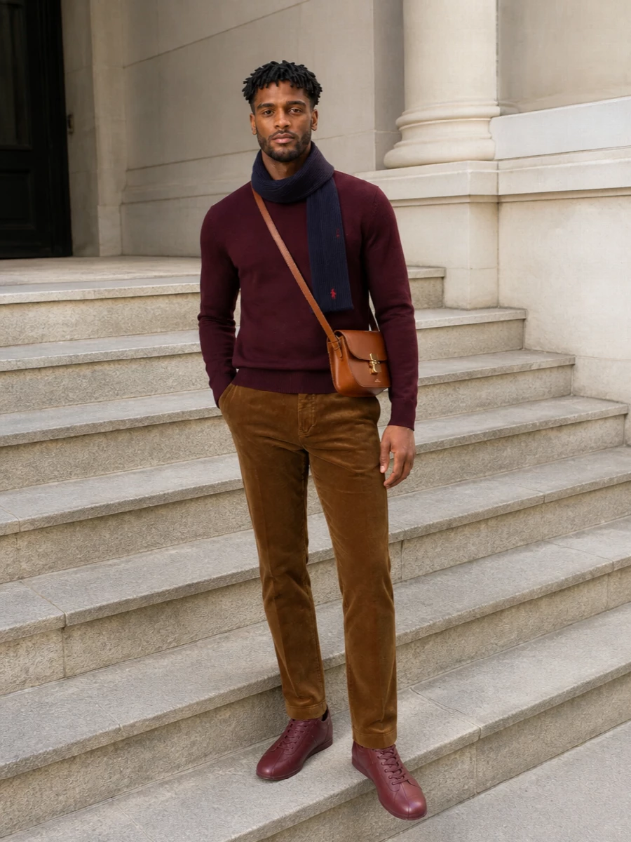 Polo ralph lauren burgundy sweater corduroy chinos