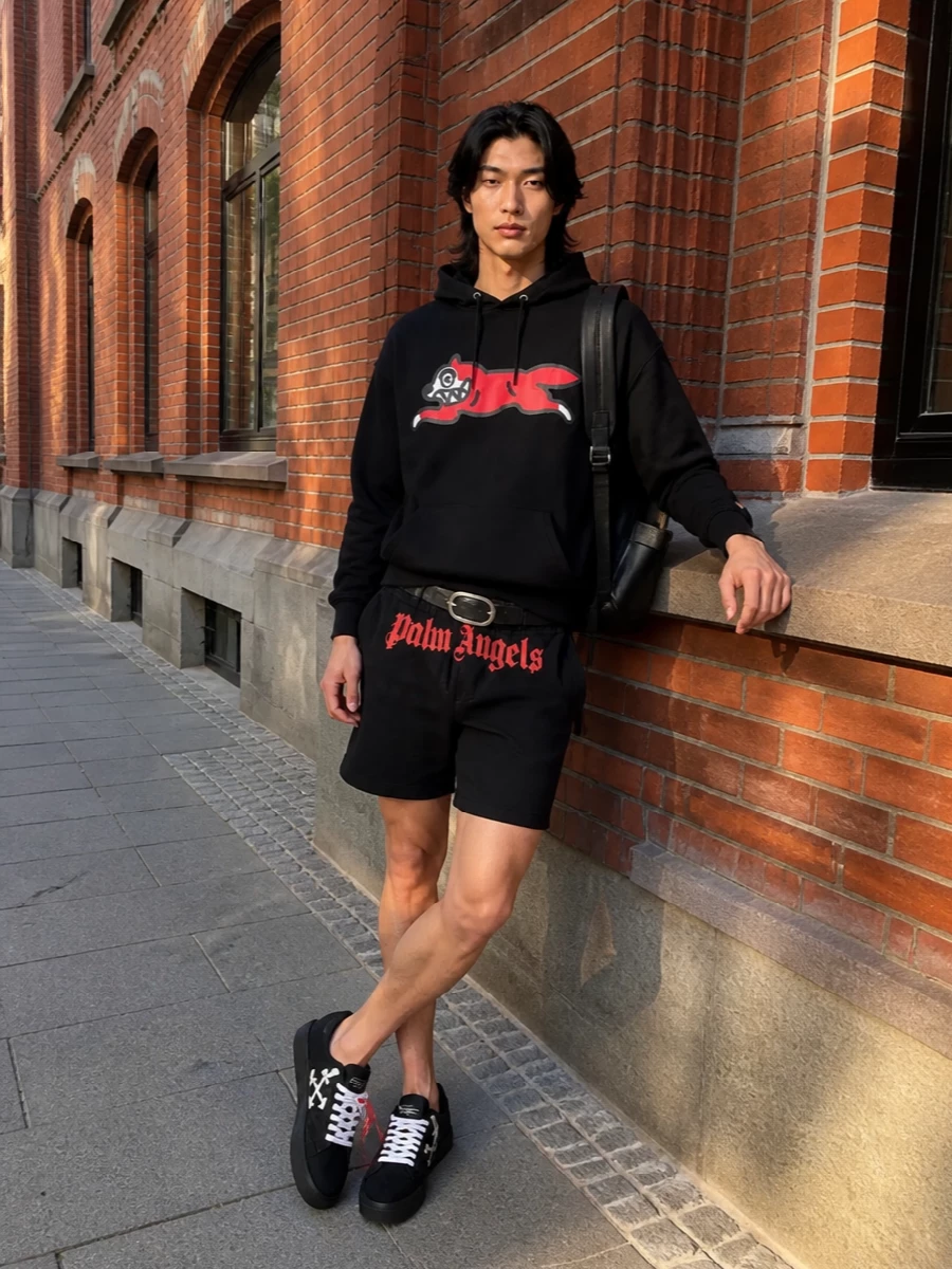 Icecream hoodie palm angels shorts off white sneakers