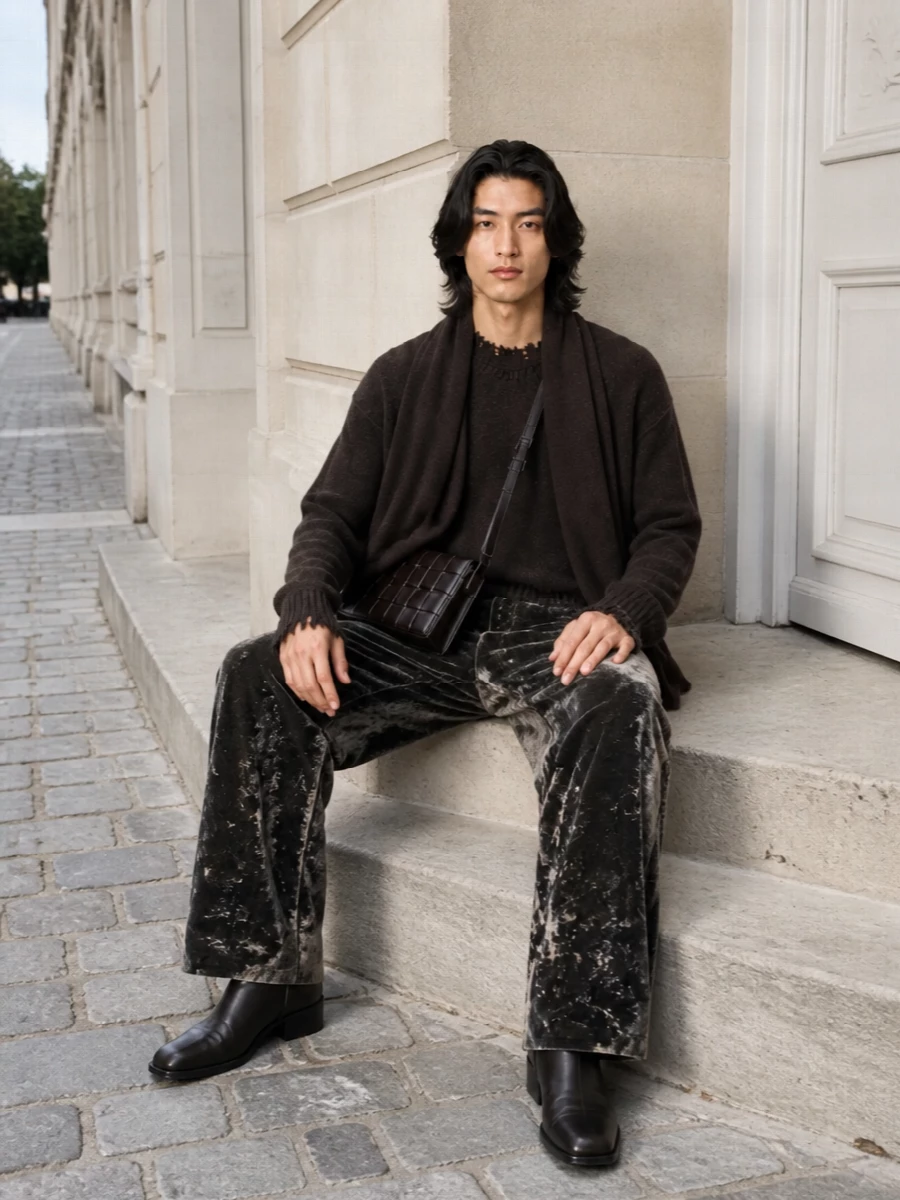Uma wang wide leg trousers dark knit boots