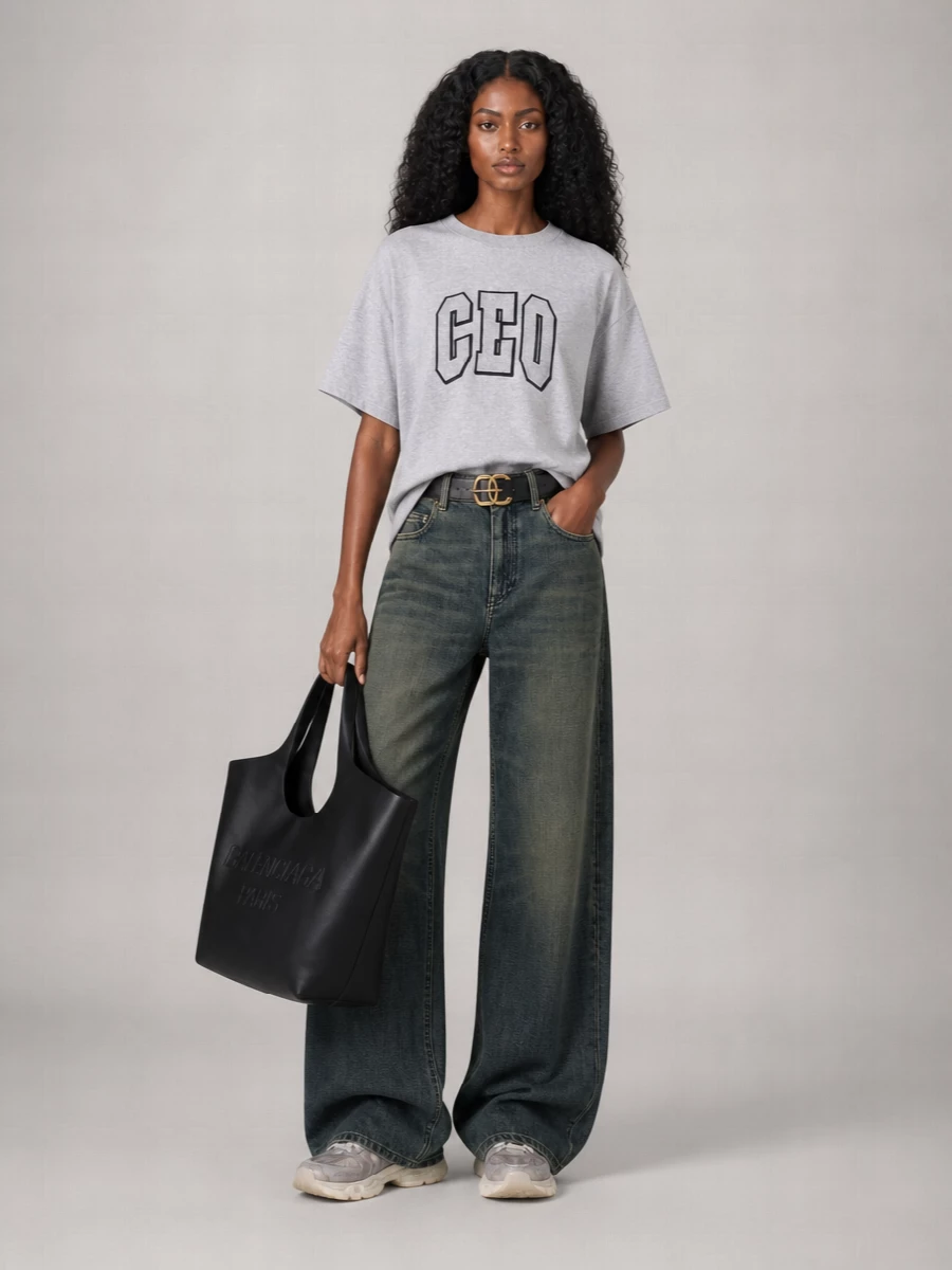 Balenciaga Cotton Boxy Fit Logo-Print T-Shirt