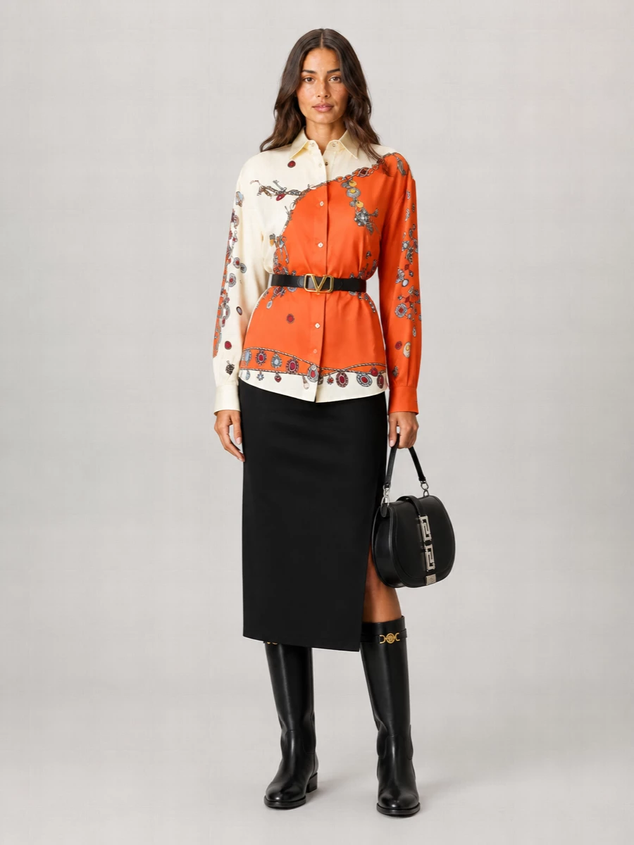 Versace Silk Printed Shirt Mini Dress