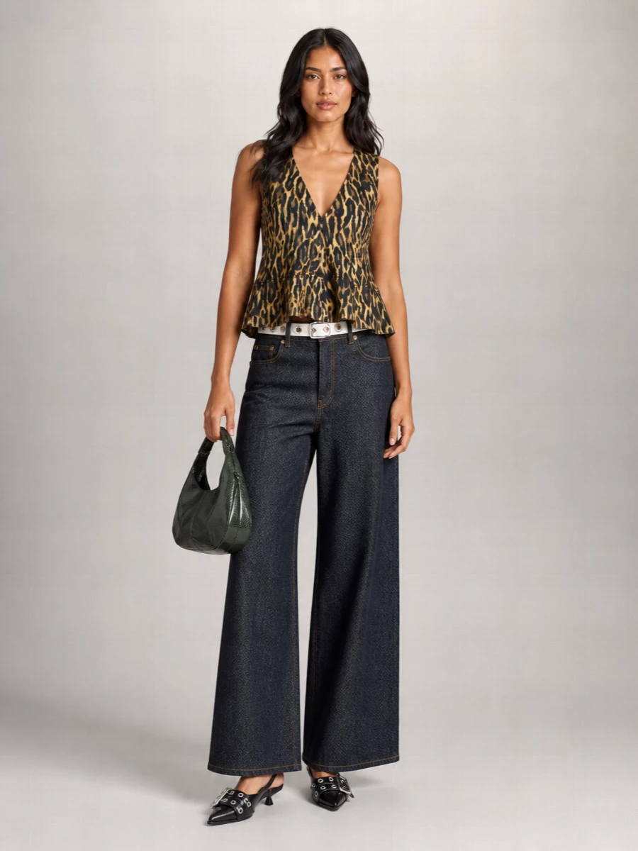 Ganni Printed V-Neck Top