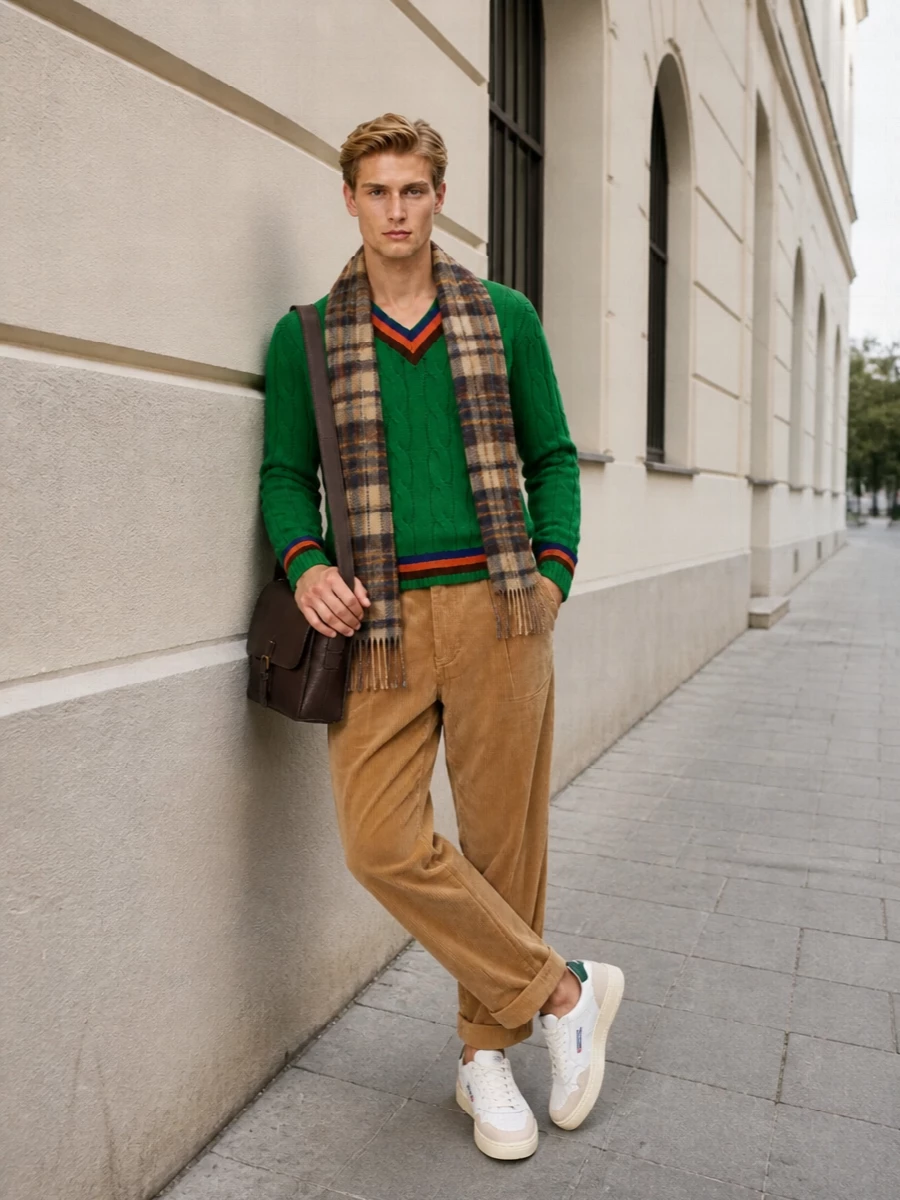 Polo ralph lauren green sweater corduroy outfit