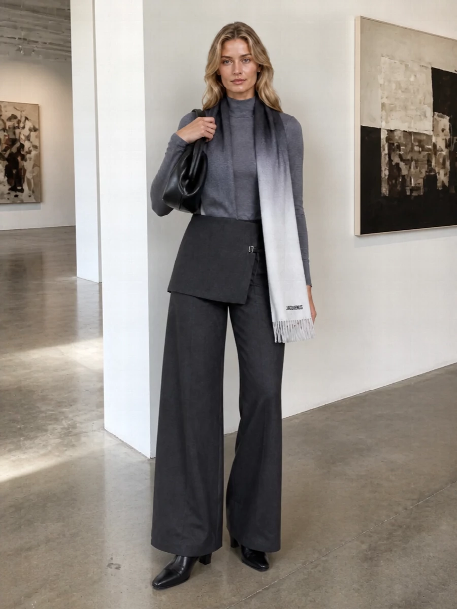 Paloma wool grey mock neck wide leg trousers