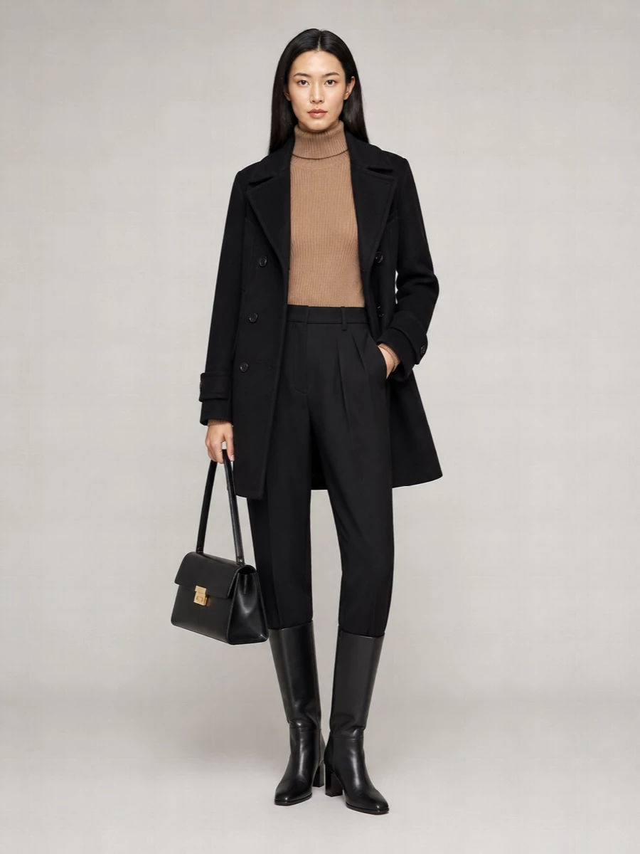 Ami Paris virgin wool short double-breasted caban coat