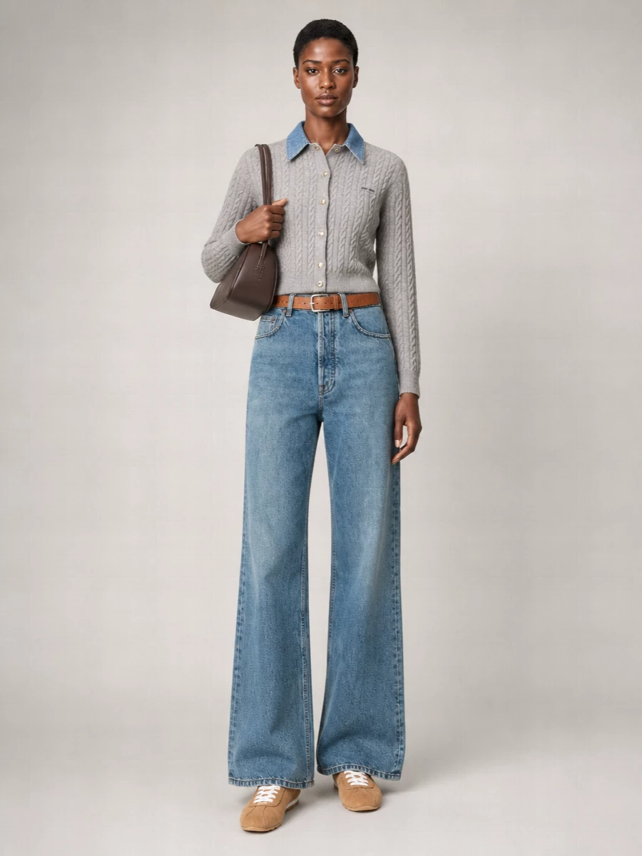 Miu Miu Denim Wide Leg Flared Jeans
