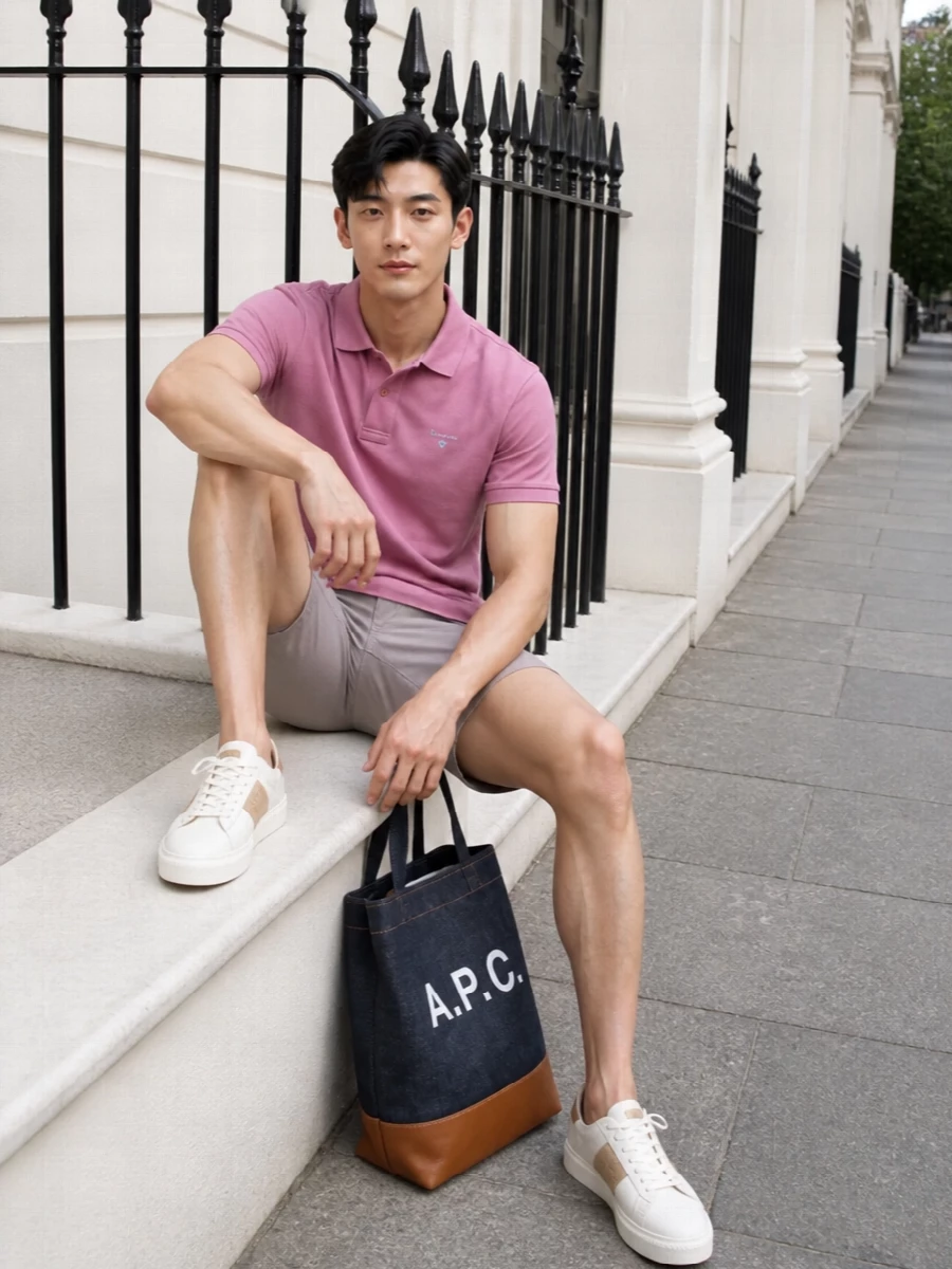Barbour polo taupe chino shorts woolrich sneakers