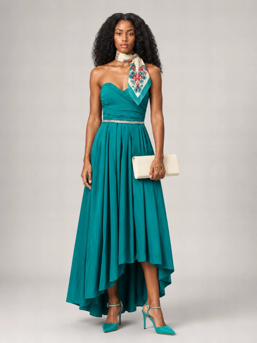 Pinko Off-The-Shoulder Sleeveless Asymmetric Gown