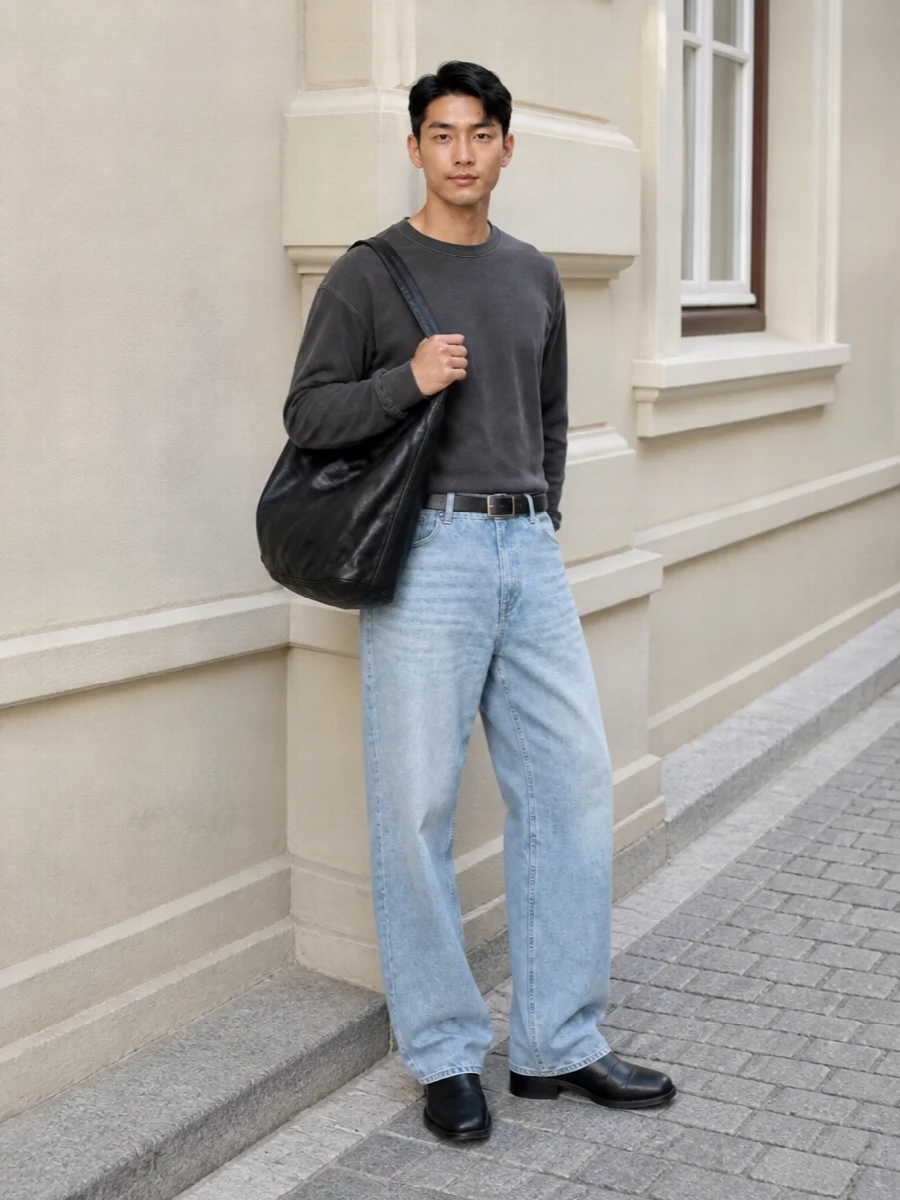 Our legacy wide leg jeans charcoal top boots