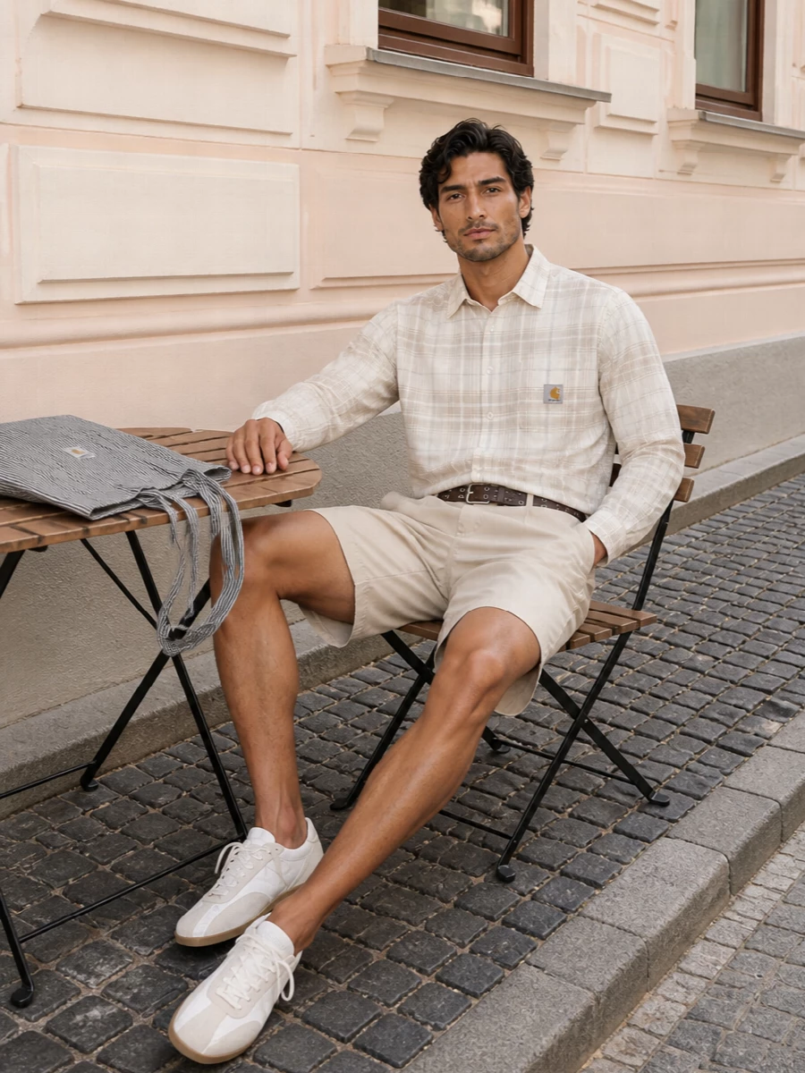 Carhartt wip summer outfit beige shorts