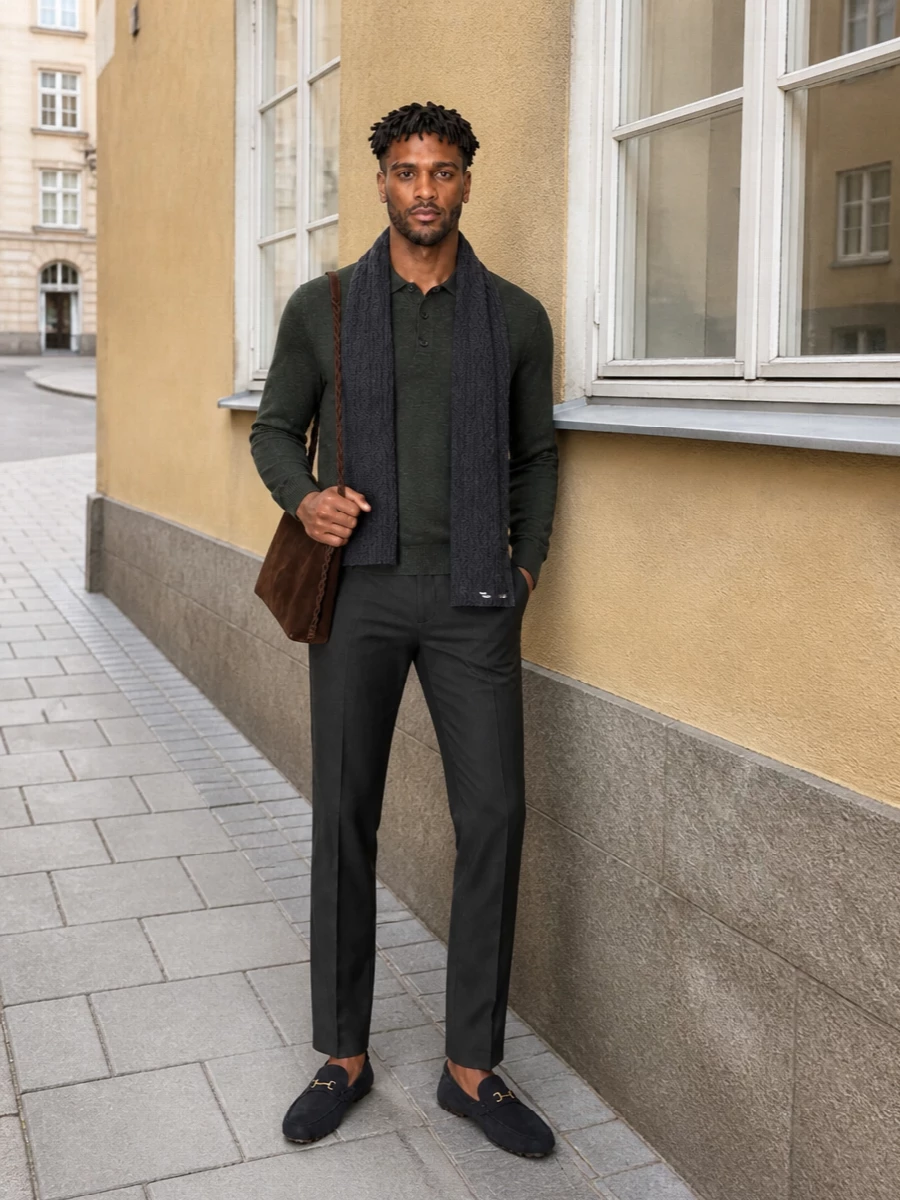 Vince knit polo valentino trousers outfit