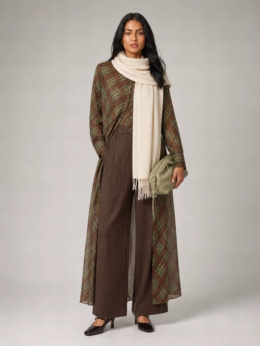 Dries Van Noten Silk-Blend Checked Long Shirt Dress