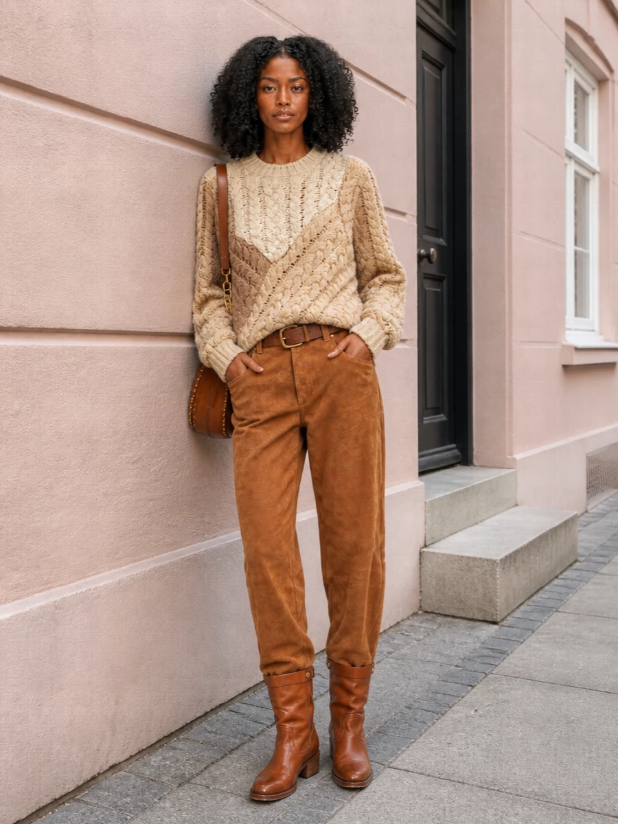 Isabel marant suede pants cable knit western boots