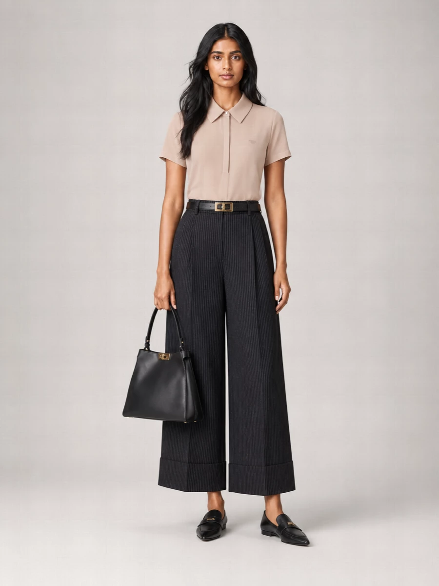 Fendi Pinstripe Wide-Leg Trousers