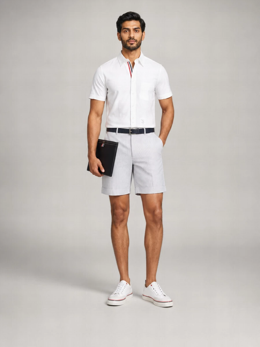 Thom Browne Classic Fit Short-Sleeve Cotton Shirt
