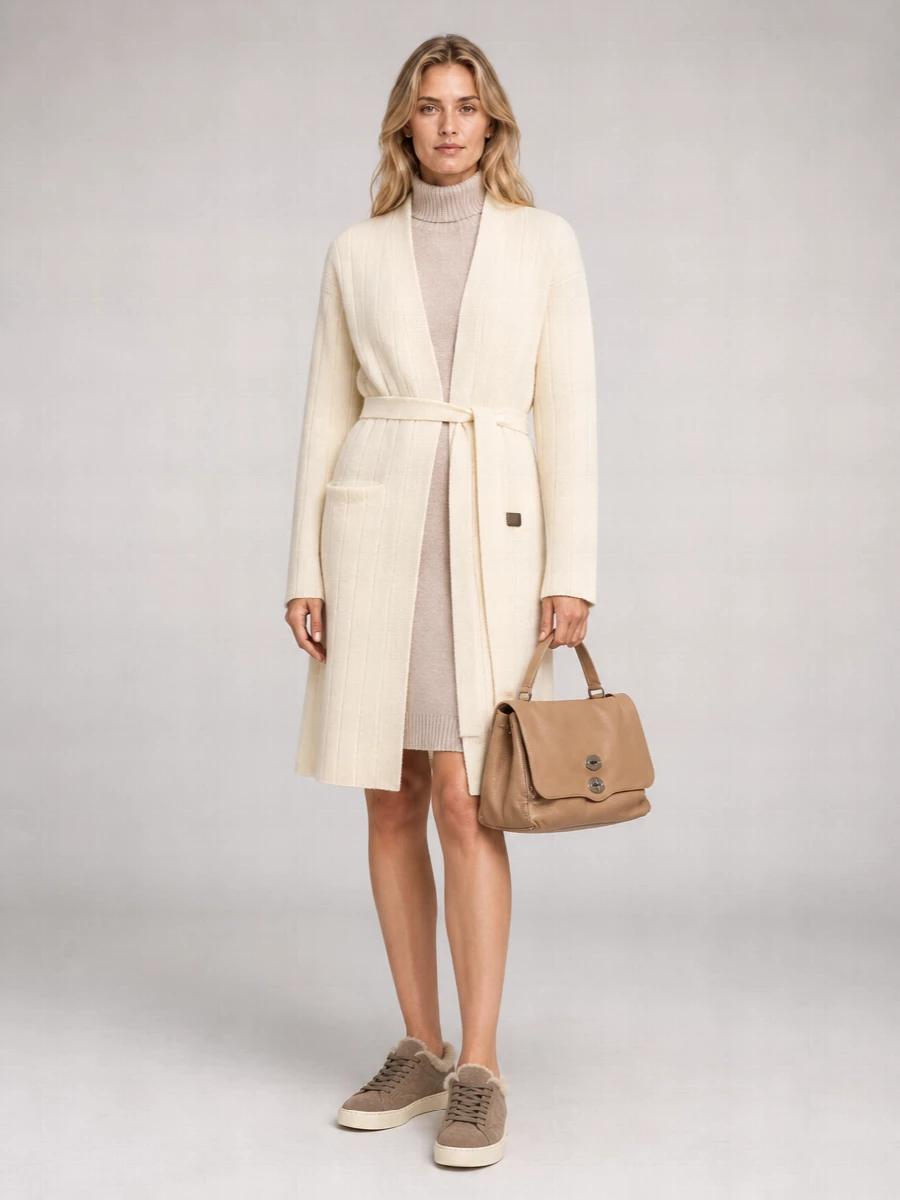 Max Mara Cashmere Ribbed Belted Cardigan