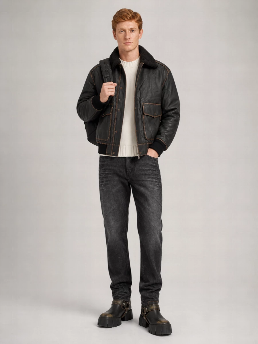 Dunst Leather Padded Coat