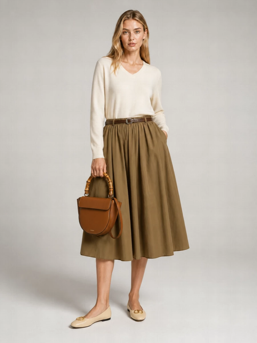 Max Mara Silk Blend Flared Midi Skirt