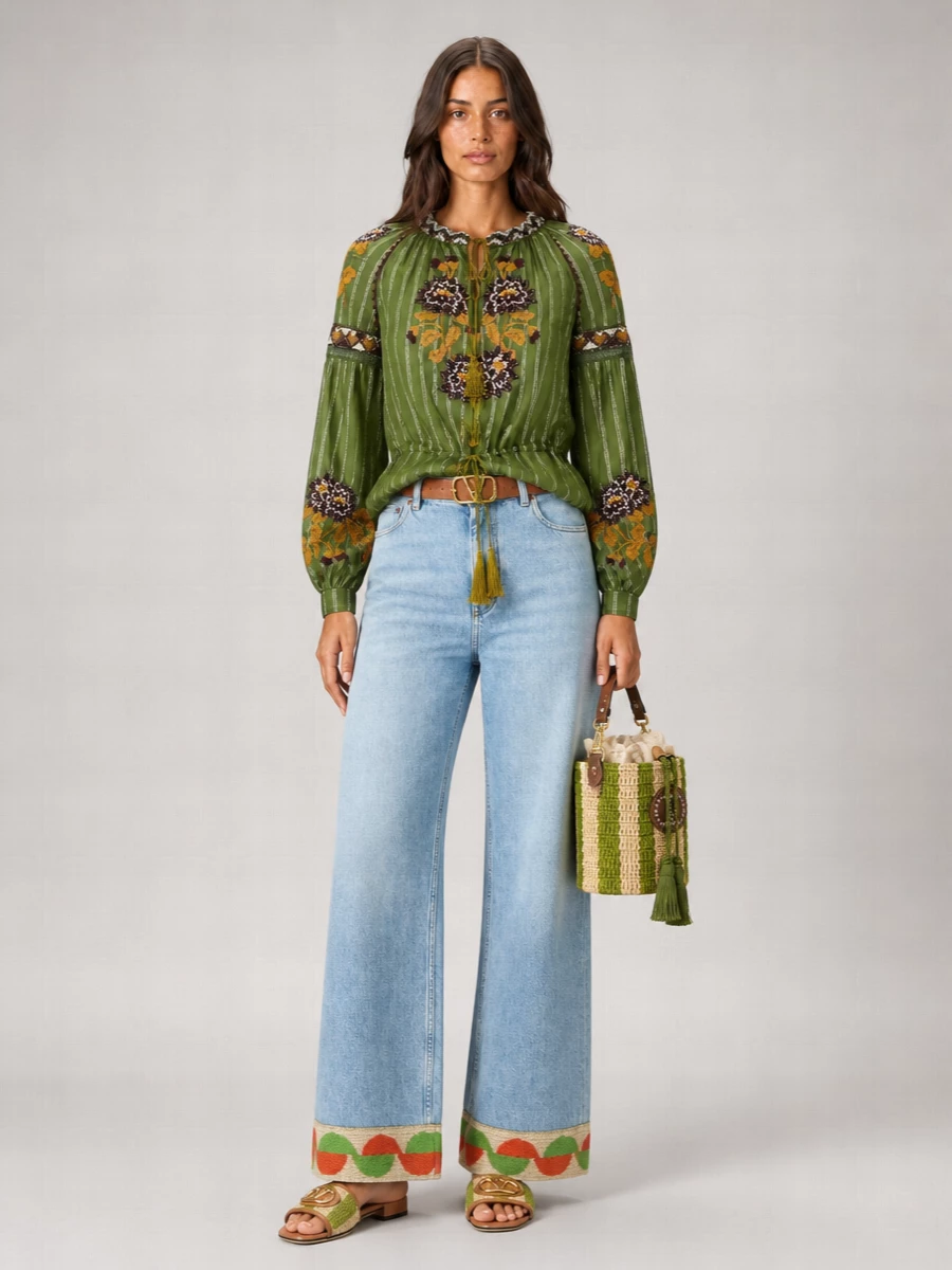 Valentino Garavani Denim Wide-Leg Trousers