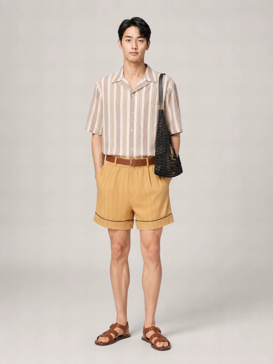 Saint Laurent Silk Embroidered Cropped Bermuda Shorts