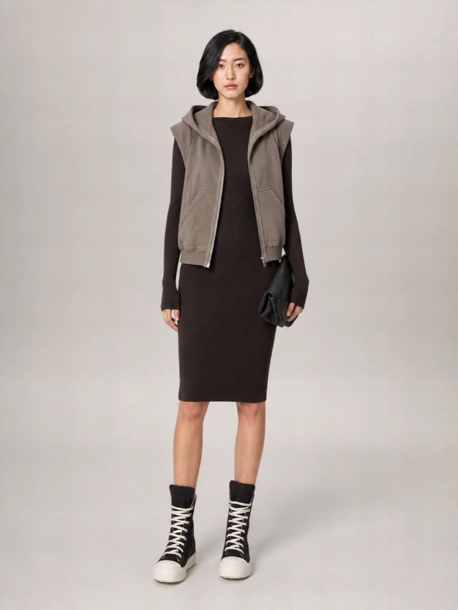 Rick Owens Drkshdw Ribbed Hem Sleeveless Hoodie