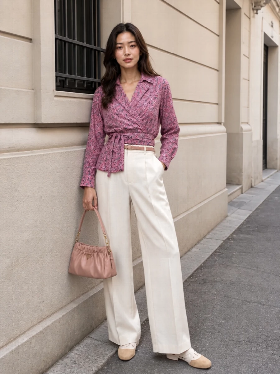 Isabel marant floral wrap blouse ivory trousers