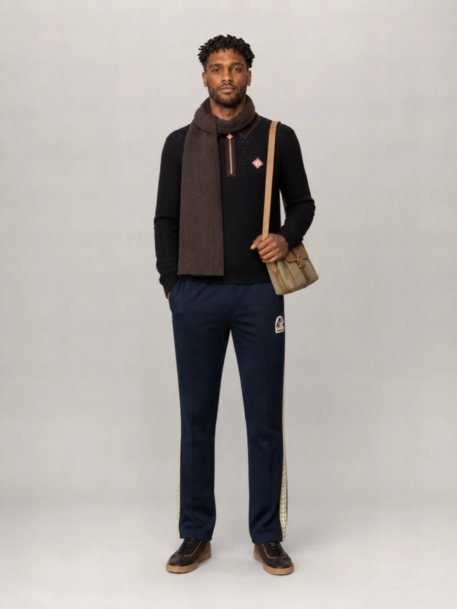 Casablanca Wool Long-Sleeve Zip Polo Shirt