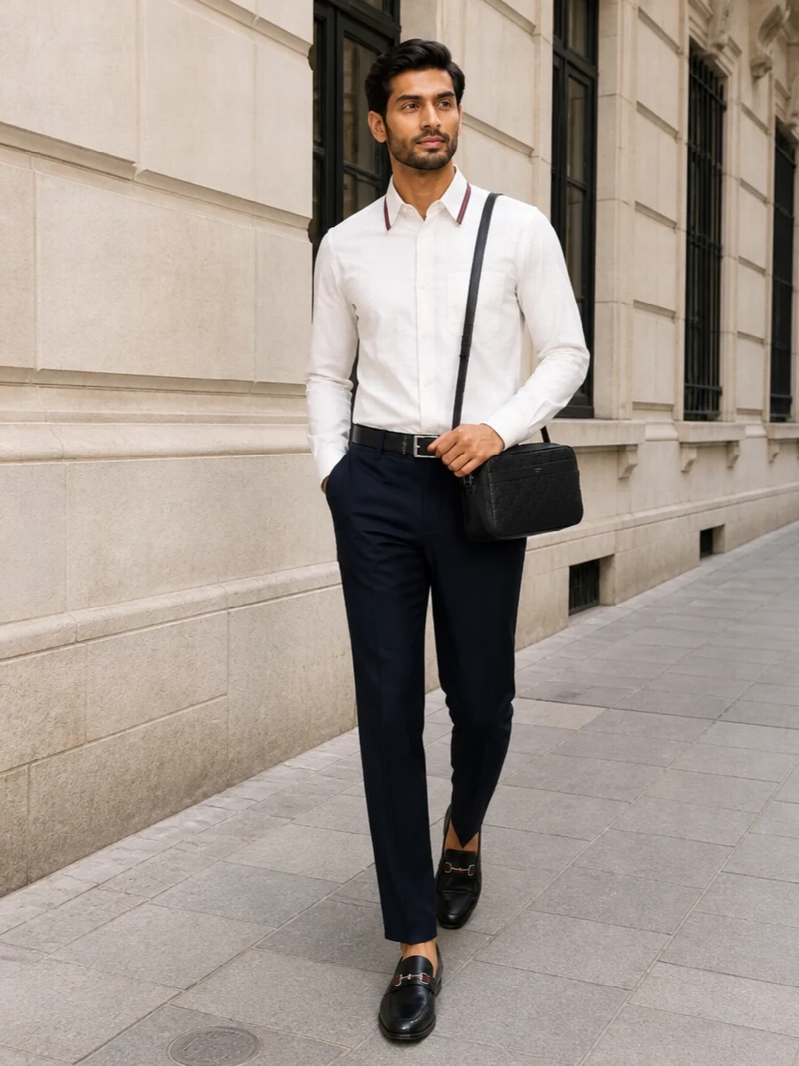Gucci shirt tailored trousers outfit guide