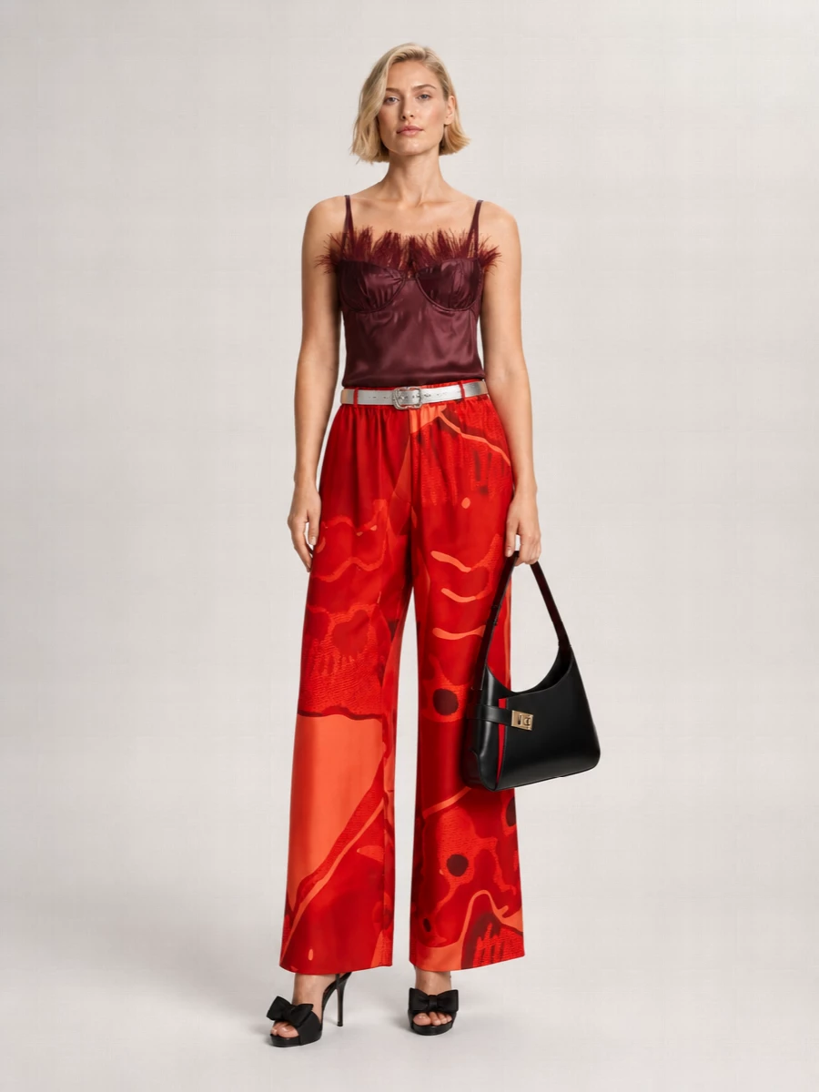 Ferragamo Silk Wide-Leg Trousers