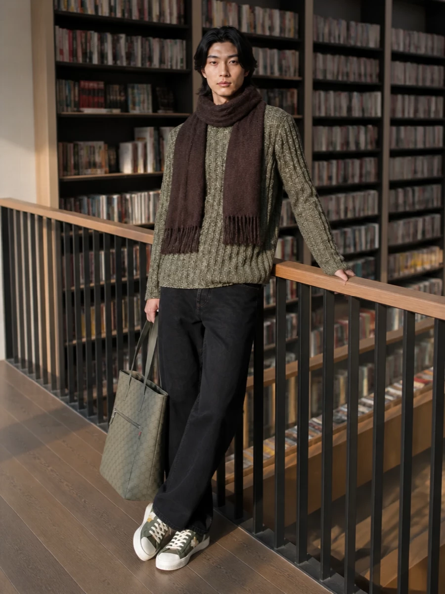 Golden goose olive sweater black jeans gucci bag