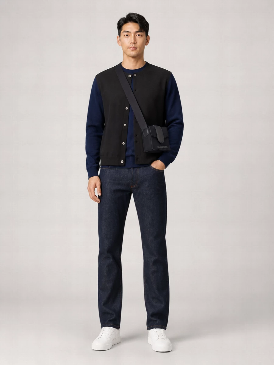 Comme Des Garçons Wool Color-Block Cardigan