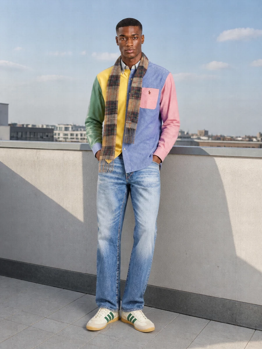 Polo ralph lauren color block shirt jeans outfit