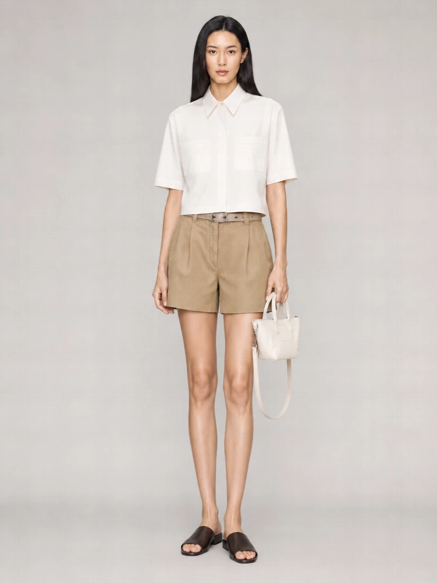Brunello Cucinelli Cotton Linen Baggy Tailored Shorts