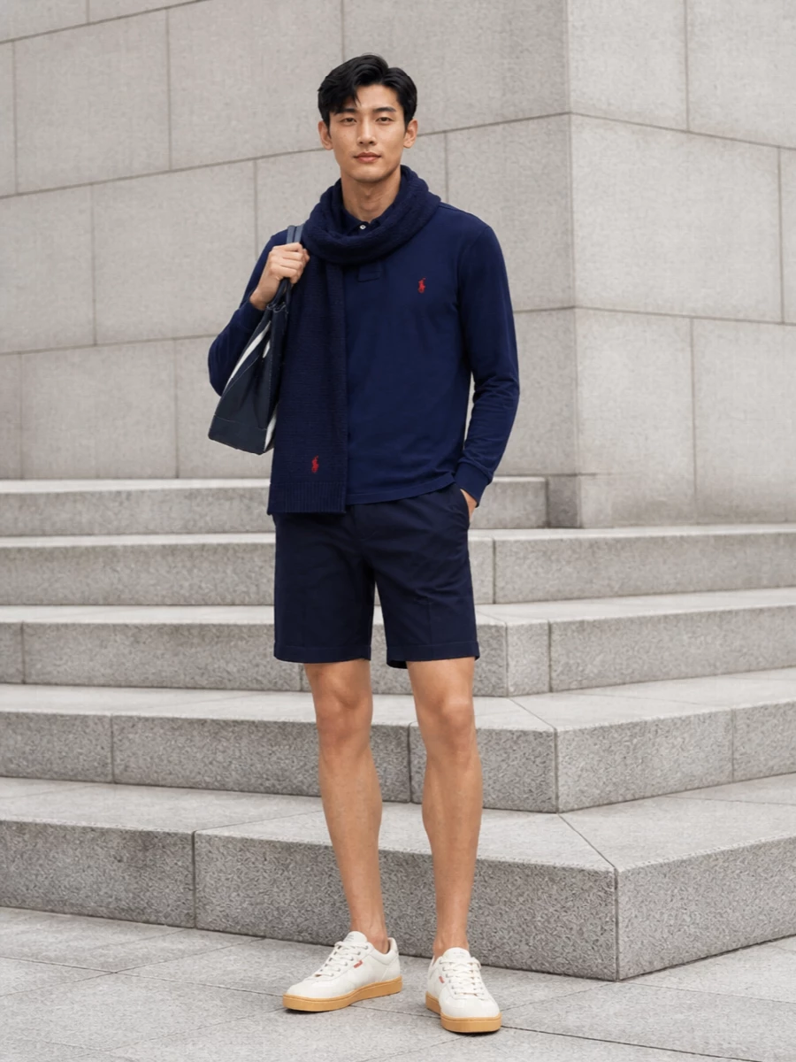 Polo ralph lauren navy polo tailored shorts sneakers