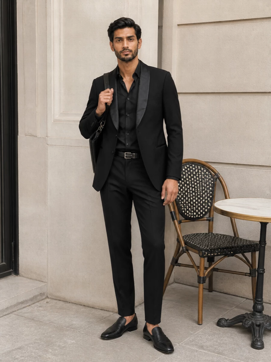 Tom ford black tuxedo outfit evening loafers