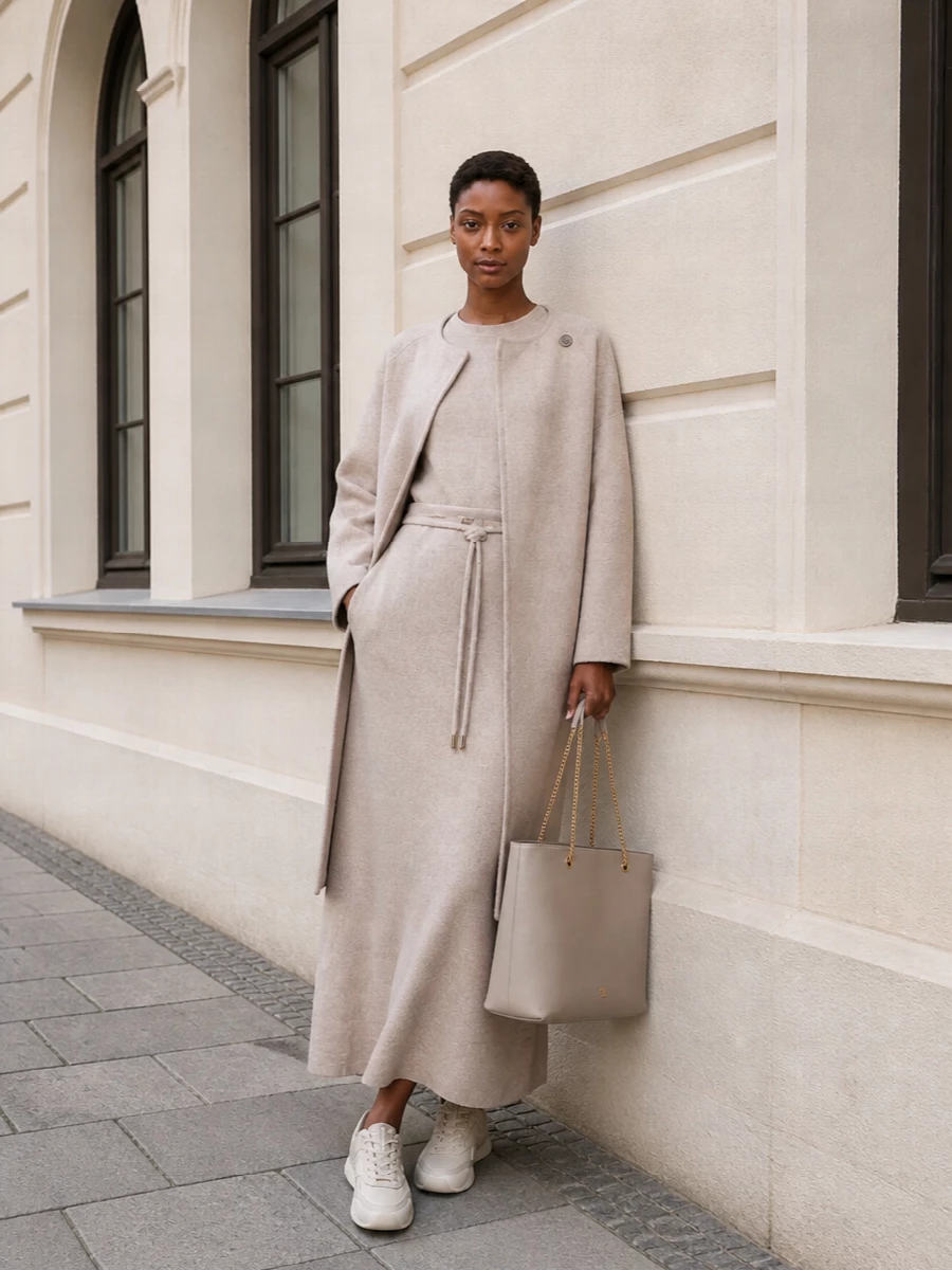 Calvin klein coat max mara beige knit dress