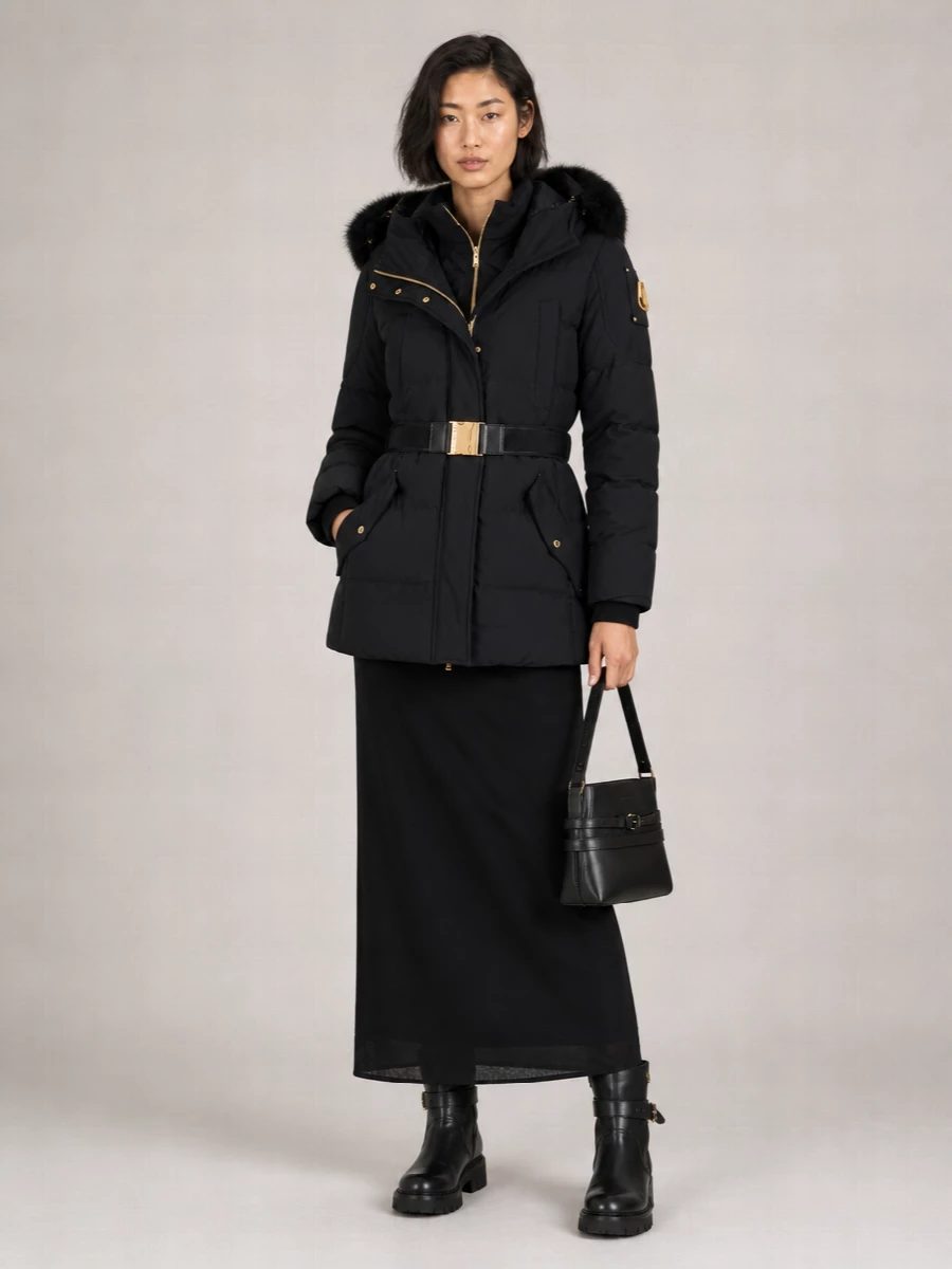 Moose Knuckles Hooded Belted Down Puffer Jacket