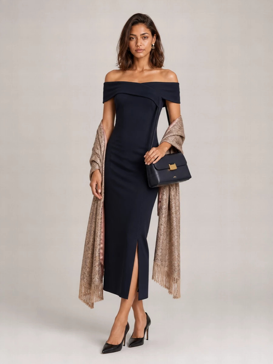 Lauren Ralph Lauren Crossed Boat Neck Maxi Dress