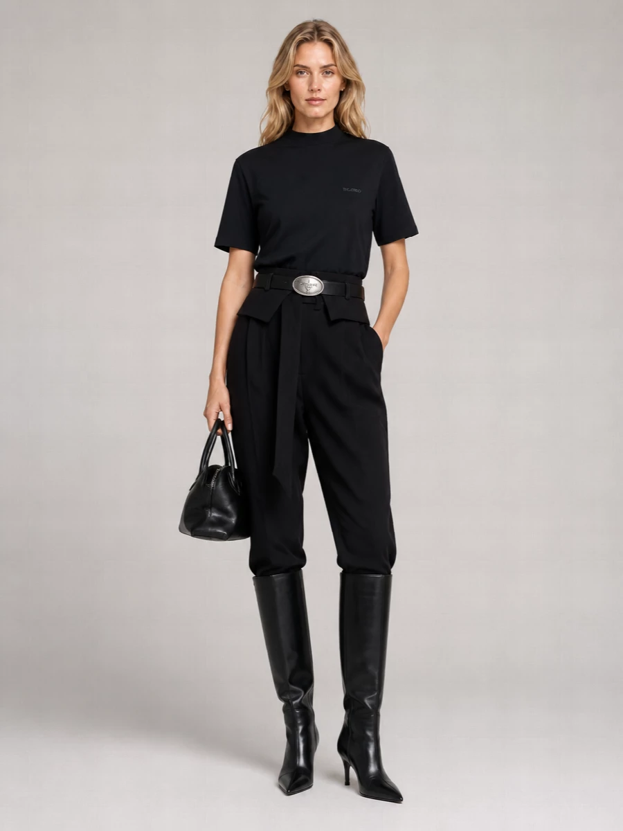The Attico Cotton Mock-Neck Short-Sleeve Top