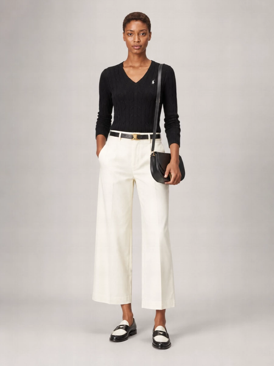 Ralph Lauren Cable-Knit V-Neck Long-Sleeve Jumper