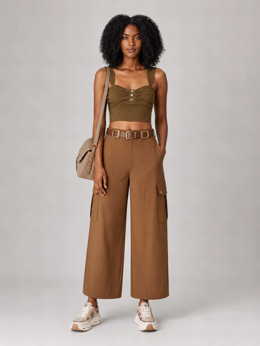 Pinko Cotton Wide-Leg Trousers